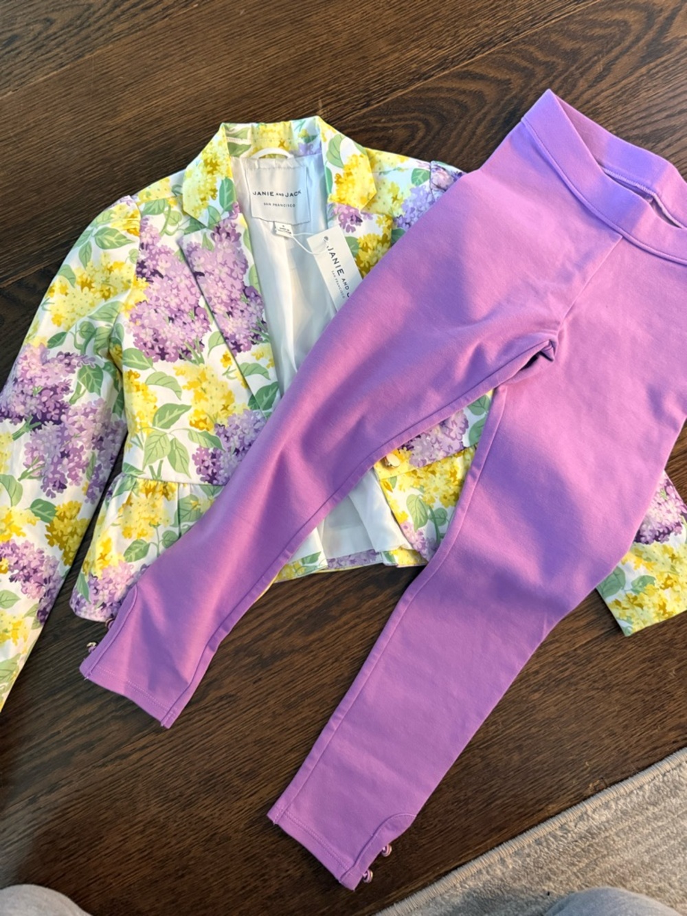 Janie and Jack Yellow, Lavender & Green Floral Peplum Jacket